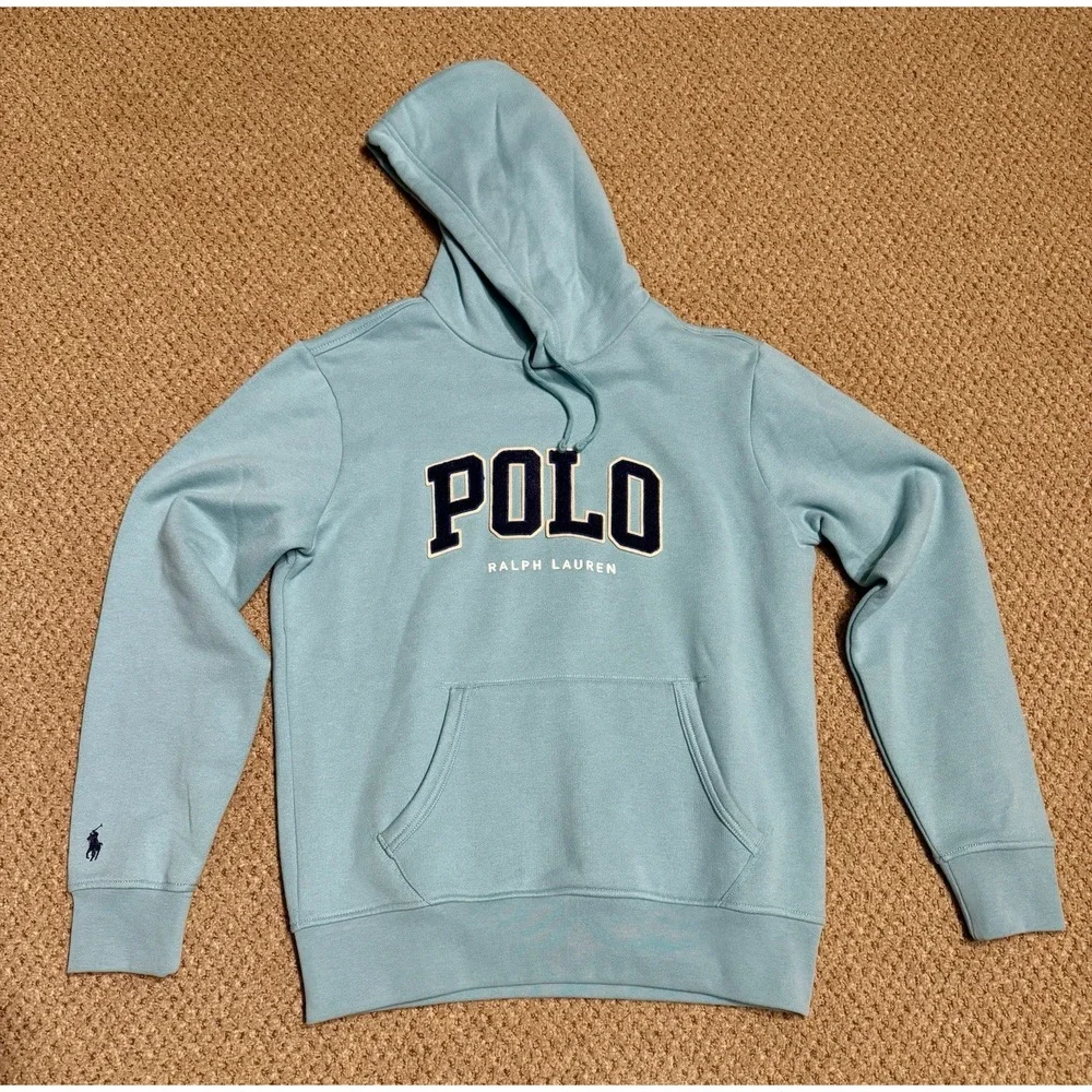 NWT Polo Ralph Lauren The RL Fleece Logo Hoodie in deep seafoam color Mens Small